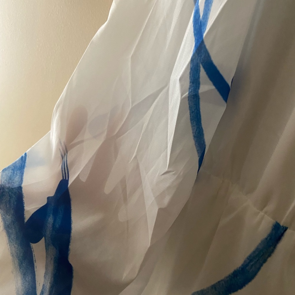 White With Blue Brush Strokes Romper. View 3